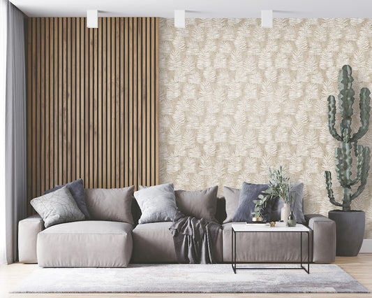 Tumbling Leaf Taupe & Pale Gold on Beige