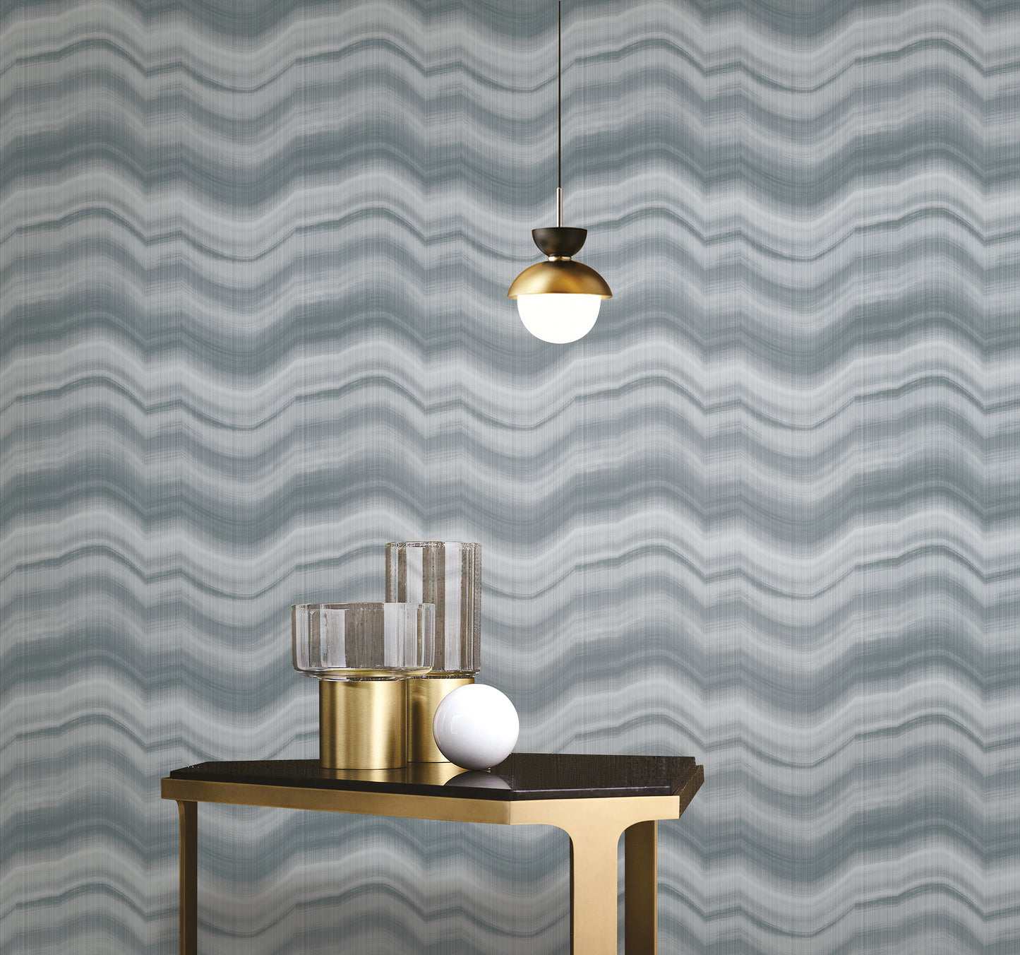 Cloudy Stripe Silver on Grey