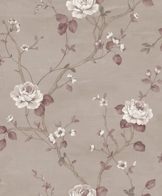 Luisella Floral Deep Taupe / Burgandy