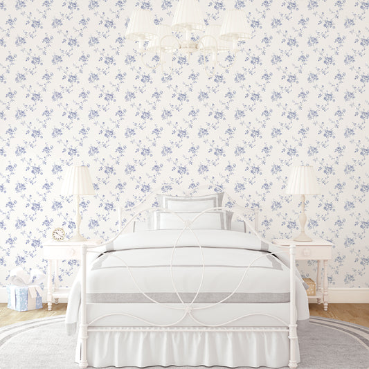 Rose Floral Blue / White