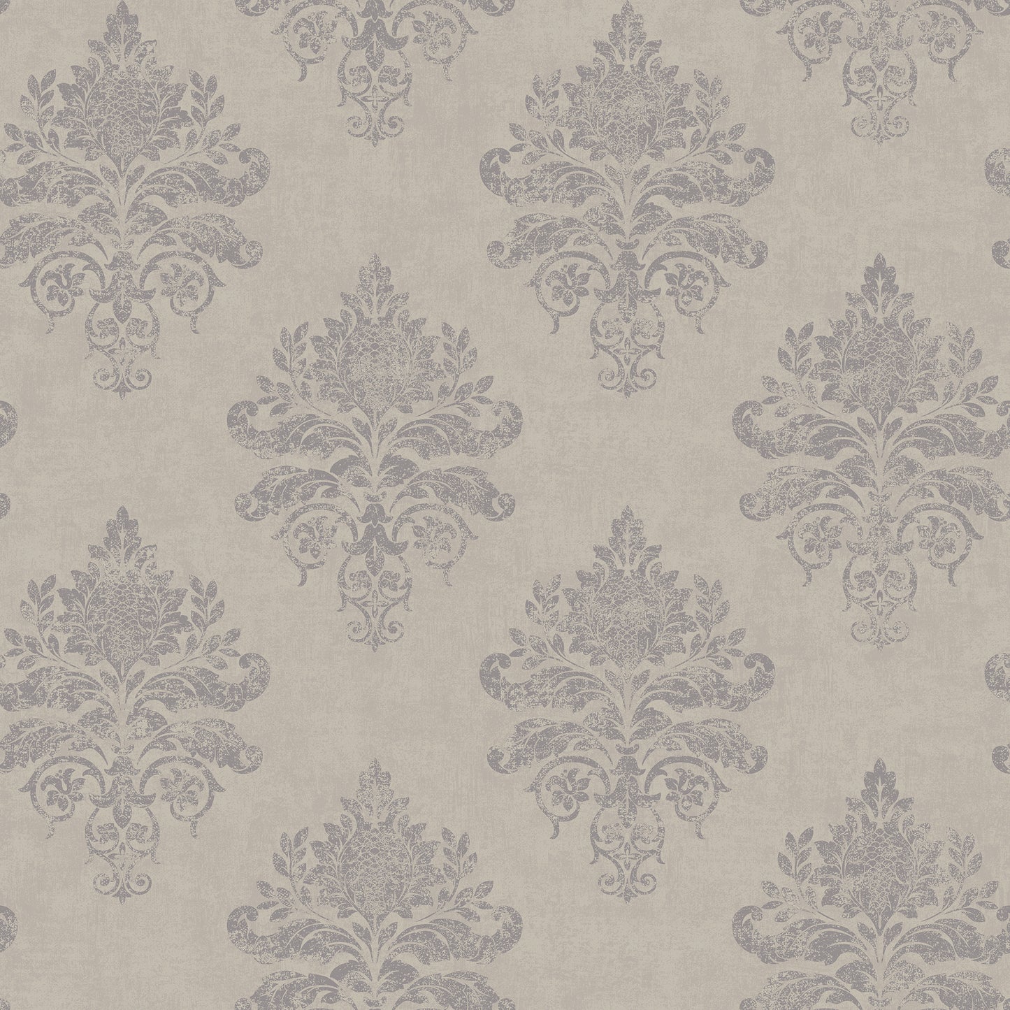 Medallion Damask Pewter / Taupe