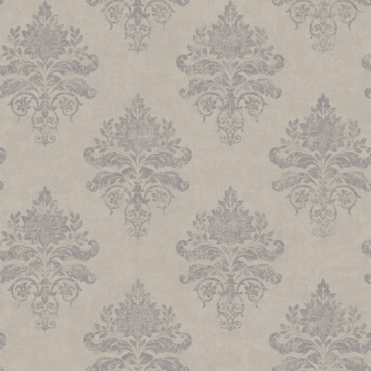 Medallion Damask Pewter / Taupe