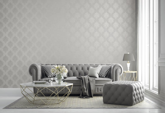 Medallion Damask Silver Grey