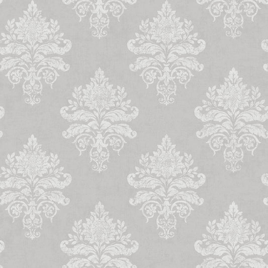 Medallion Damask Silver Grey