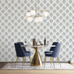 Medallion Damask Light grey / Blue