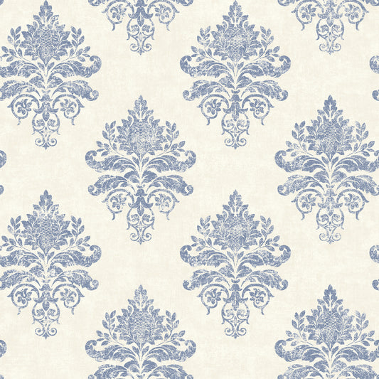 Medallion Damask Light grey / Blue