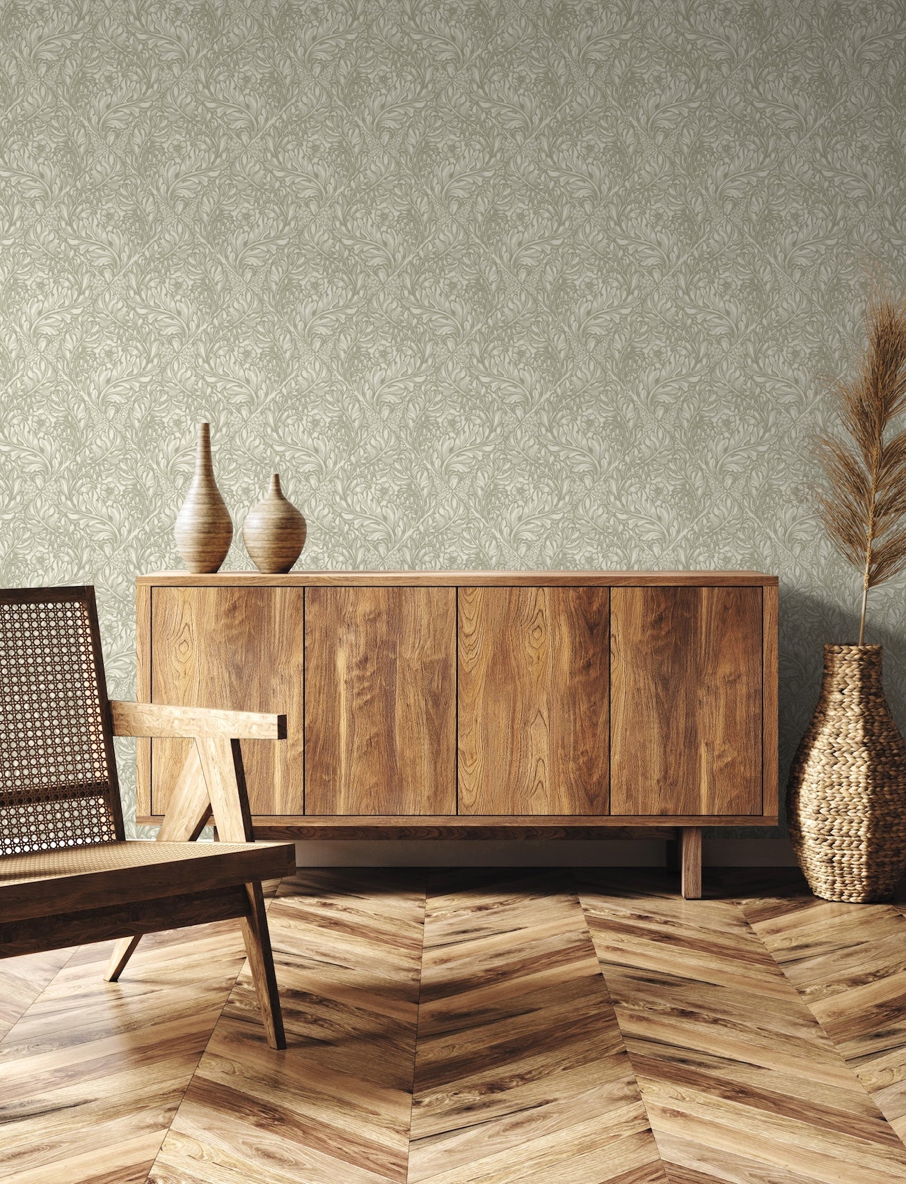 Rambleicious Floral Sage - Wallpaper Inn 