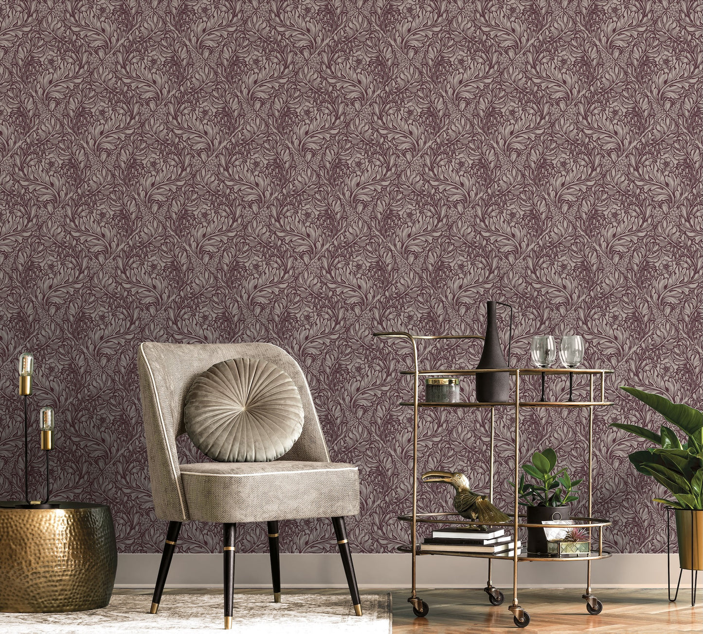 Rambleicious Burgundy - Wallpaper Inn 