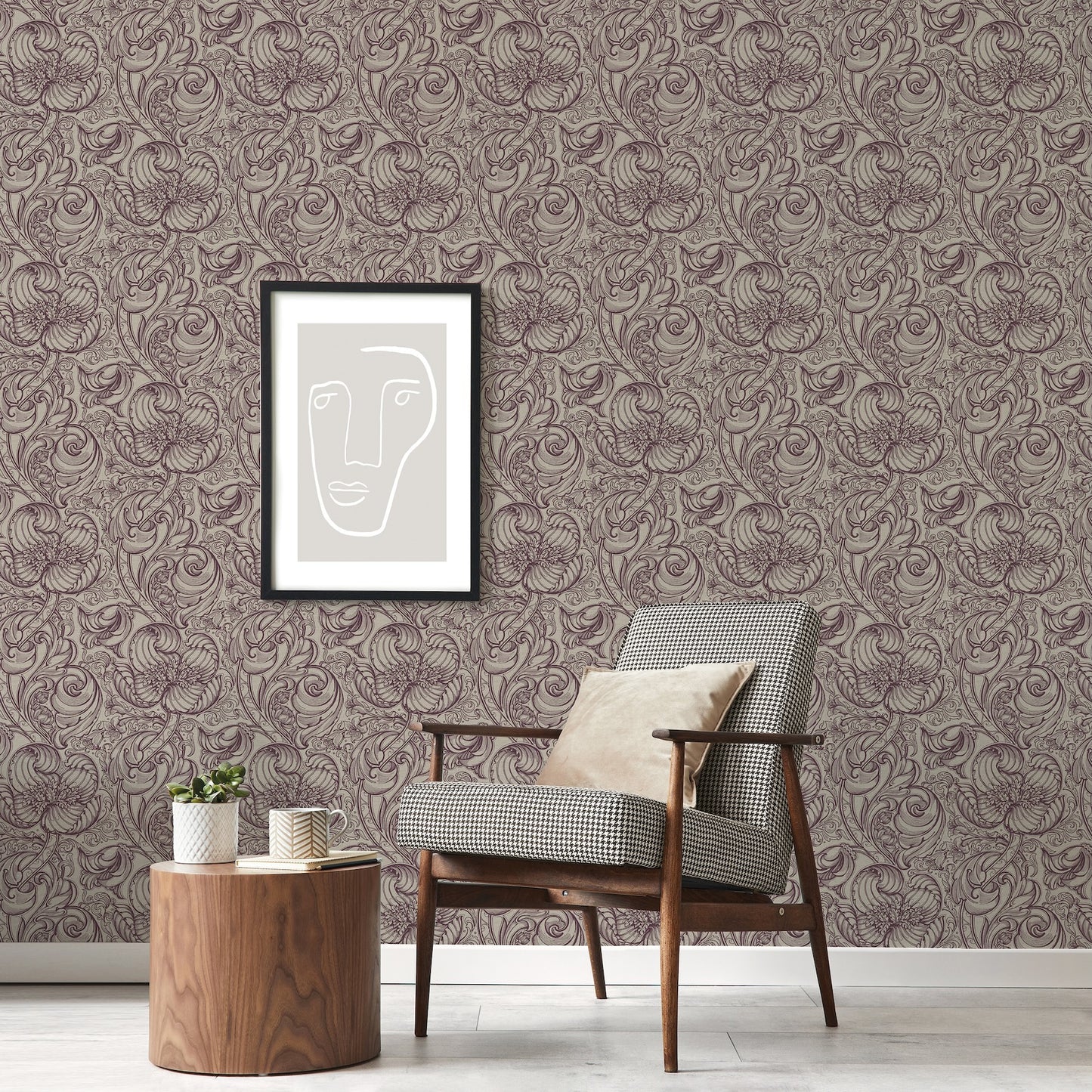 Down the Dilly Burgundy - Wallpaper Inn 