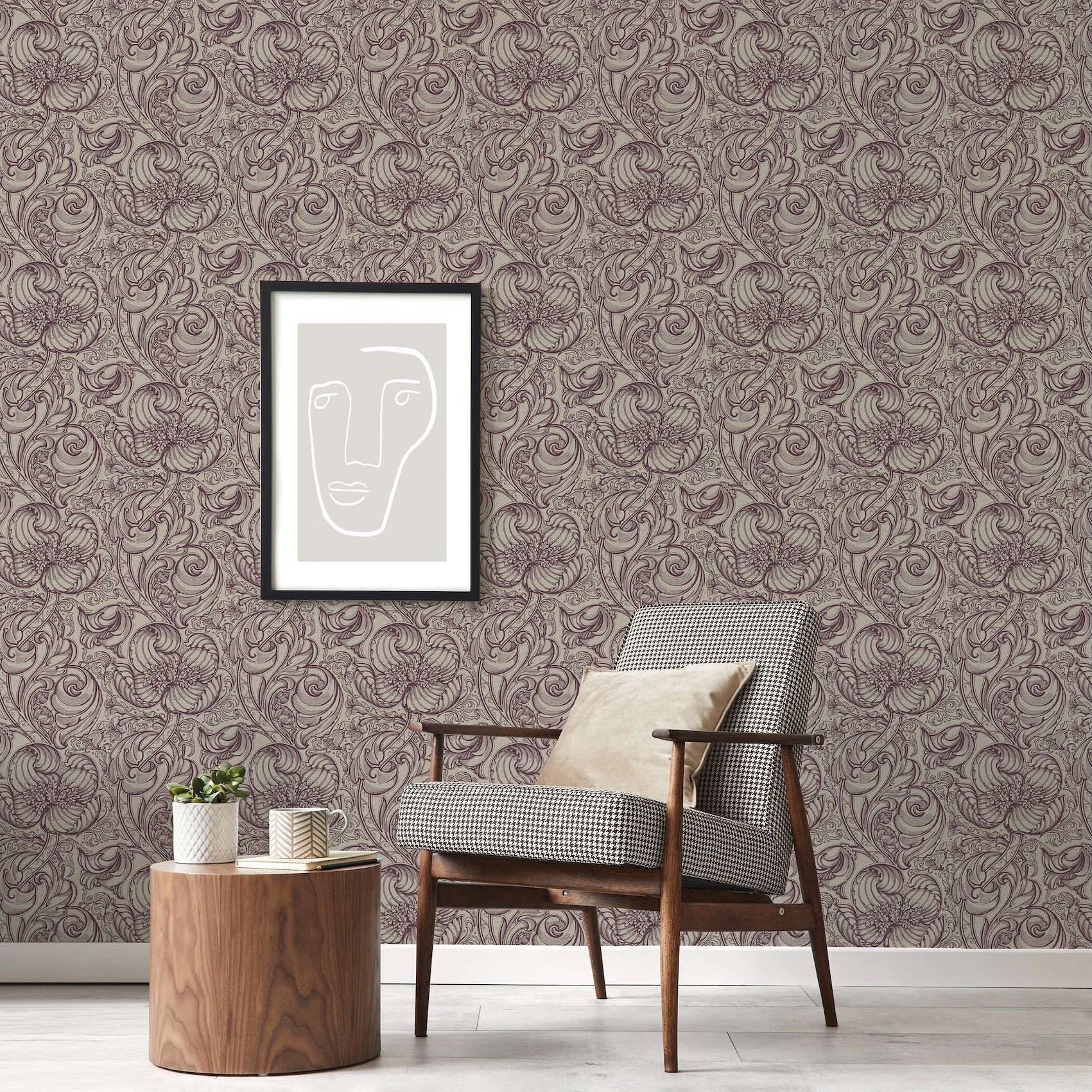 Down the Dilly Burgundy - Wallpaper Inn 