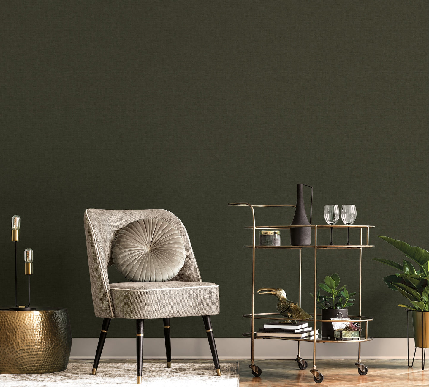 Nuance Plain Texture Forest Green - Wallpaper Inn 