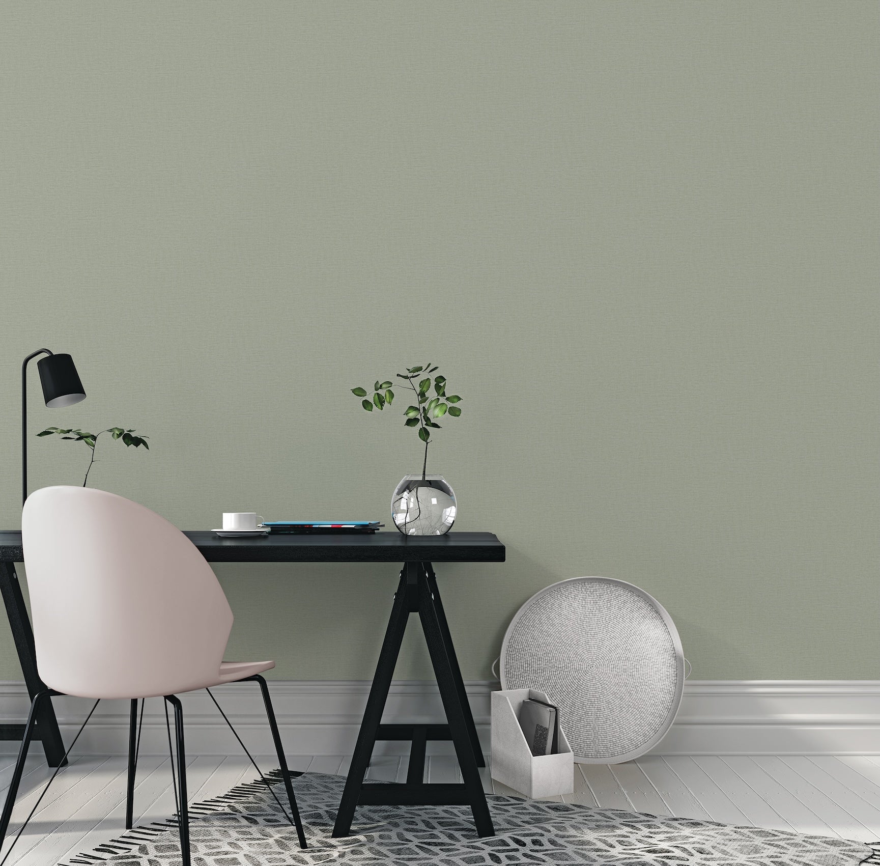 Nuance Plain Texture Sage - Wallpaper Inn 