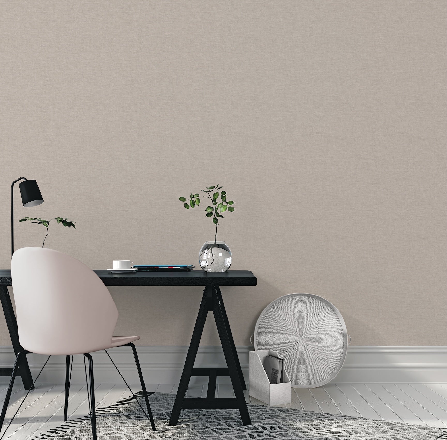 Nuance Plain Texture Taupe - Wallpaper Inn 