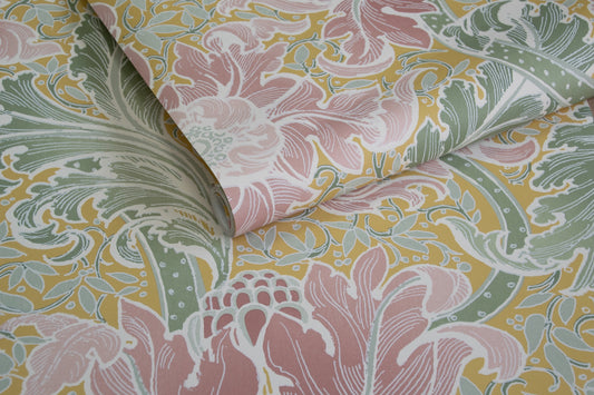 Morris Major Sage Ochre & Dusty Pink - Wallpaper Inn 