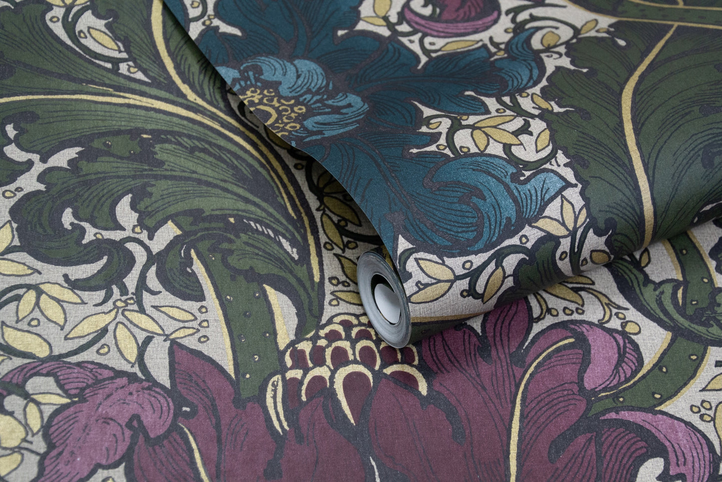 Morris Major Burgundy and Sage - Wallpaper Inn 