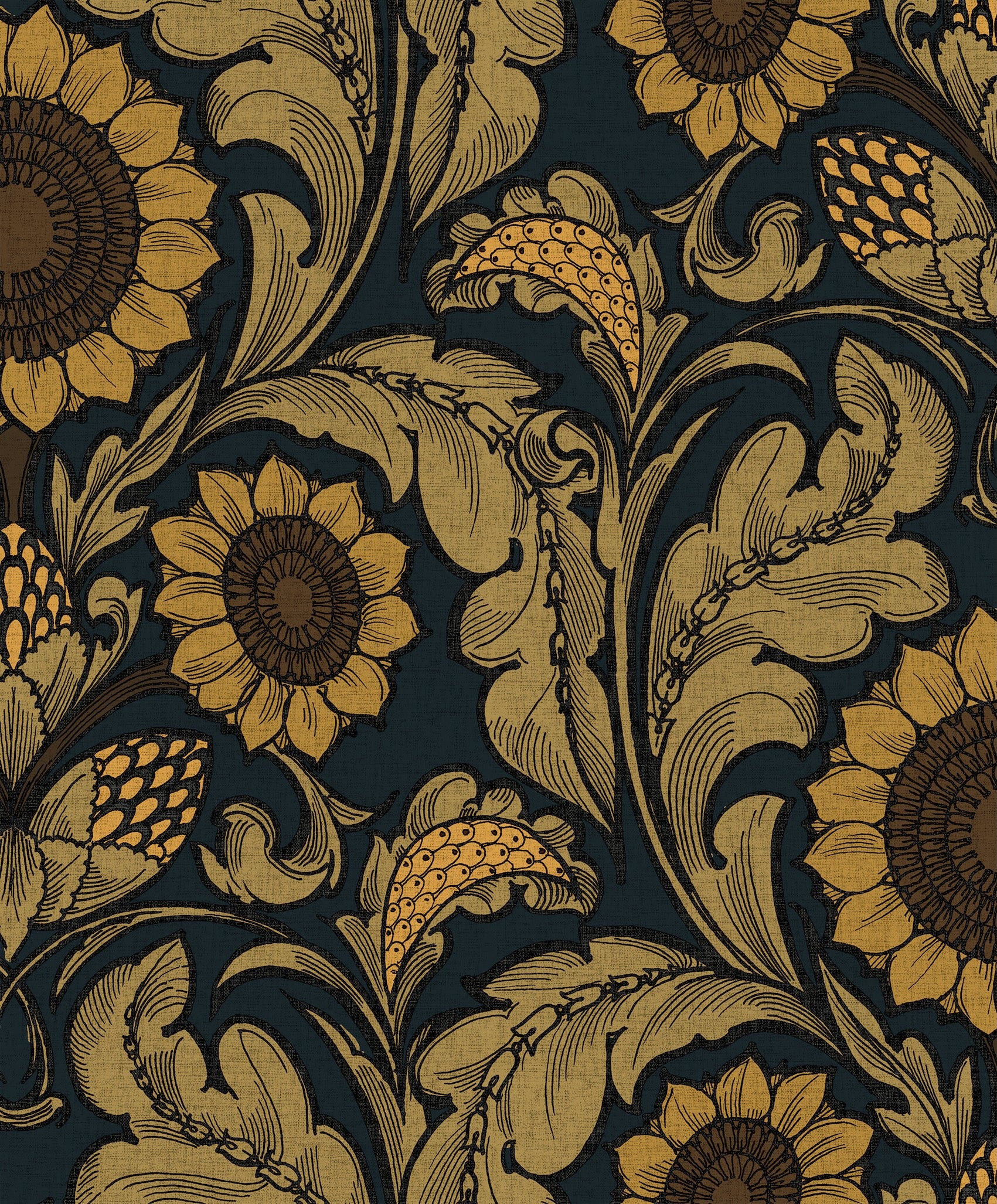 Sunnyside Up Mustard  and Midnight - Wallpaper Inn 