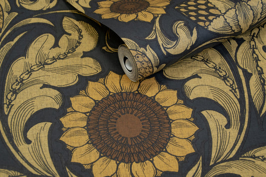 Sunnyside Up Mustard  and Midnight - Wallpaper Inn 