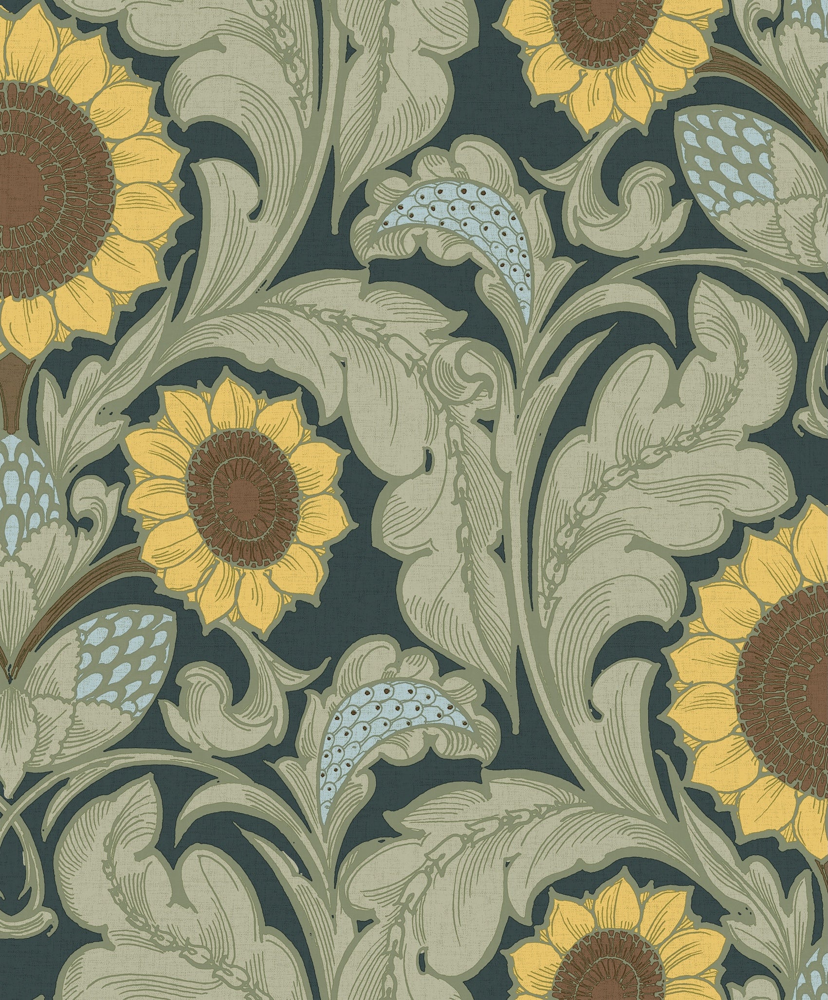 Sunnyside Up Sage Dark Green - Wallpaper Inn 