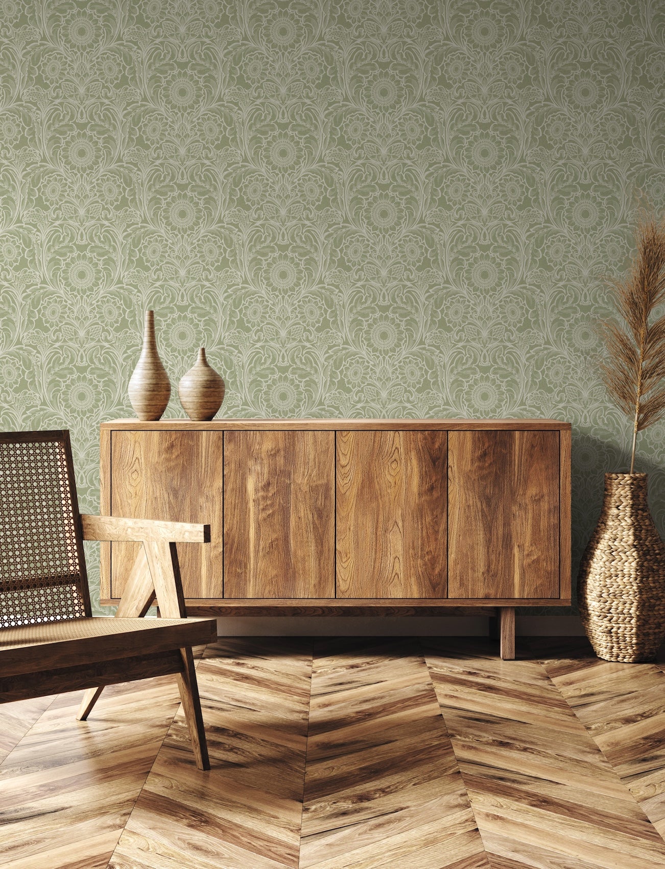 Sunnyside Up Sage - Wallpaper Inn 