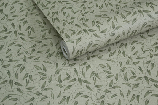 Tit Willow Green on Green - Wallpaper Inn 