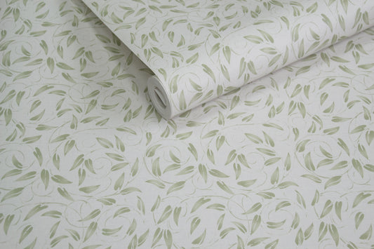 Tit Willow Sage on Grey - Wallpaper Inn 