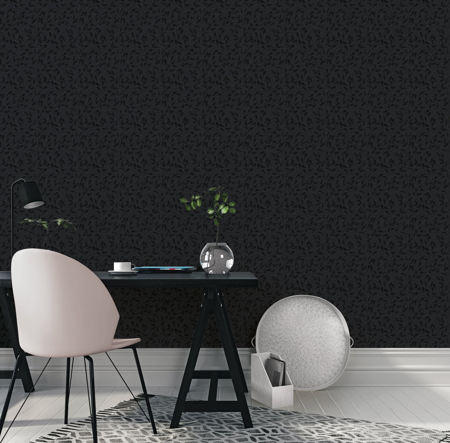 Tit Willow Black - Wallpaper Inn 