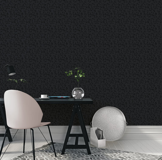 Tit Willow Black - Wallpaper Inn 