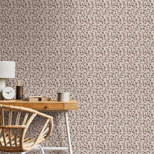Tit Willow Burgundy - Wallpaper Inn 