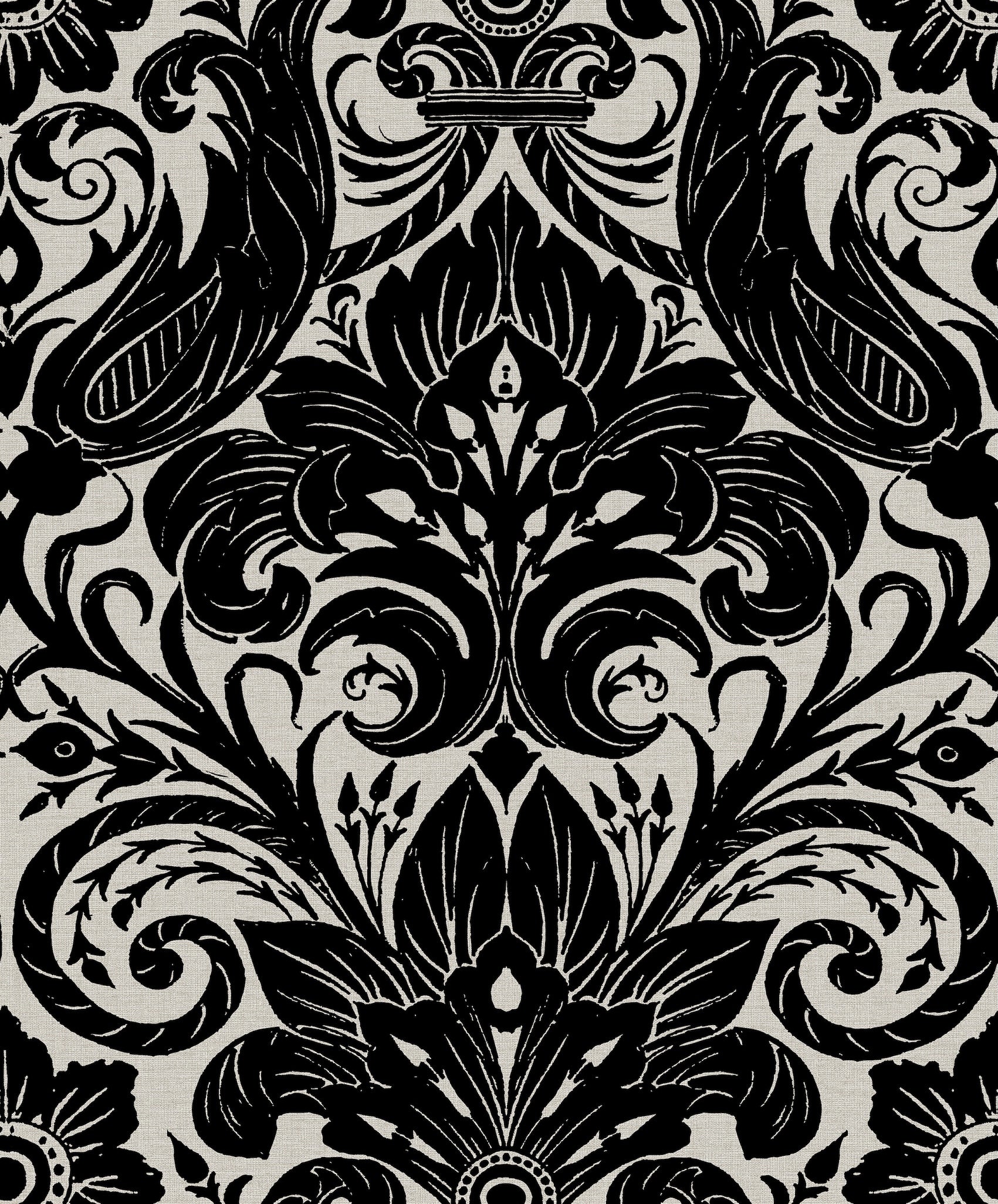 Damask Sauvage Black - Wallpaper Inn 