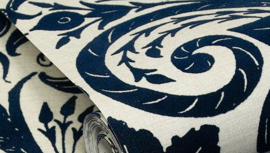 Damask Sauvage Navy on Grey - Wallpaper Inn 