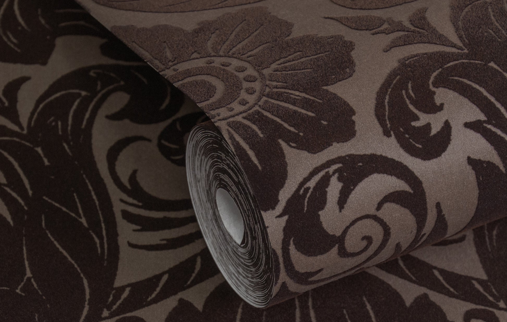 Damask Sauvage Chocolate - Wallpaper Inn 