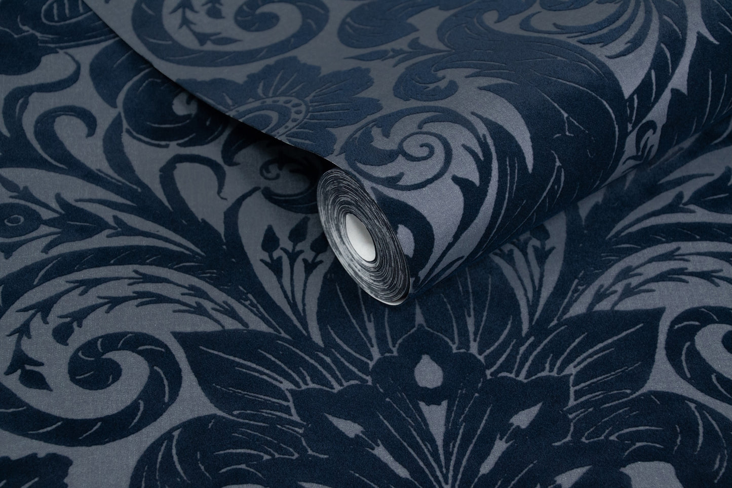 Damask Sauvage Midnight Blue - Wallpaper Inn 