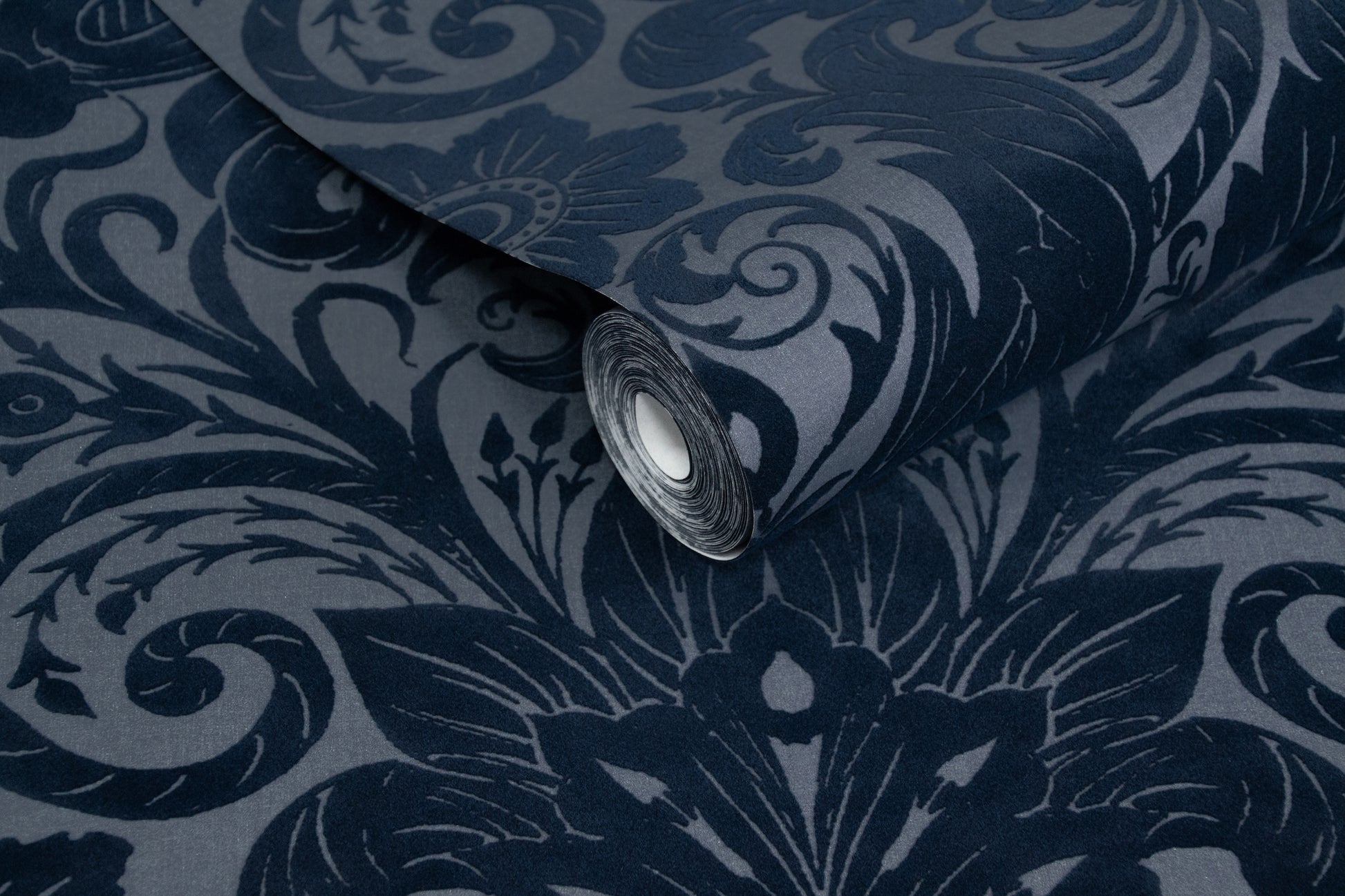 Damask Sauvage Midnight Blue - Wallpaper Inn 