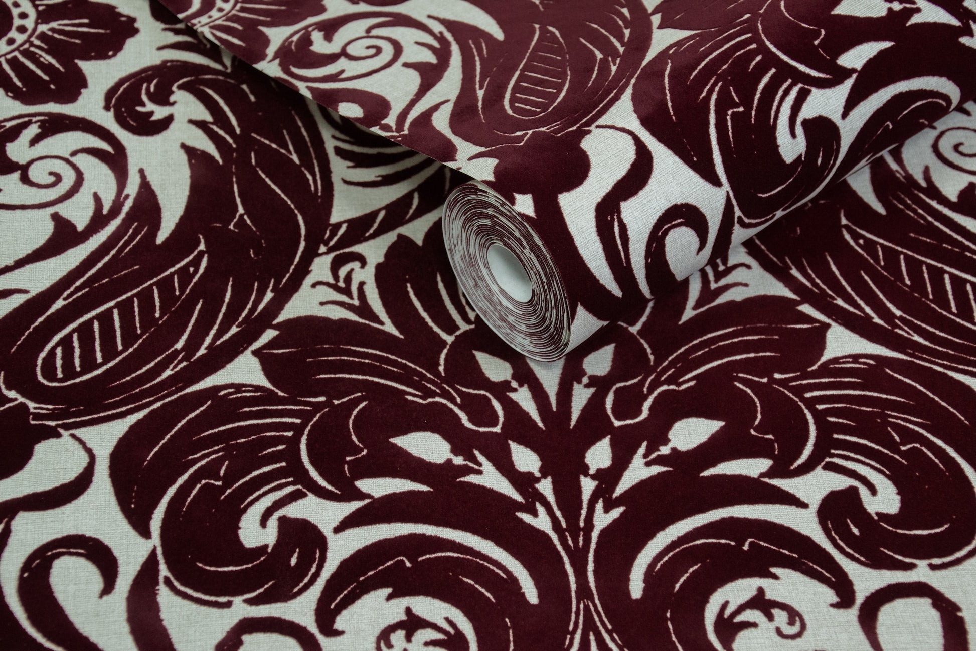 Damask Sauvage Burgundy - Wallpaper Inn 