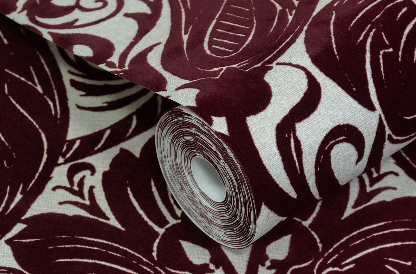 Damask Sauvage Burgundy - Wallpaper Inn 
