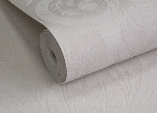 Damask Sauvage White - Wallpaper Inn 