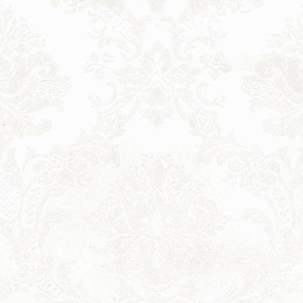 Damask Silk Wallpaper Pearl White - Wallpaper Inn 