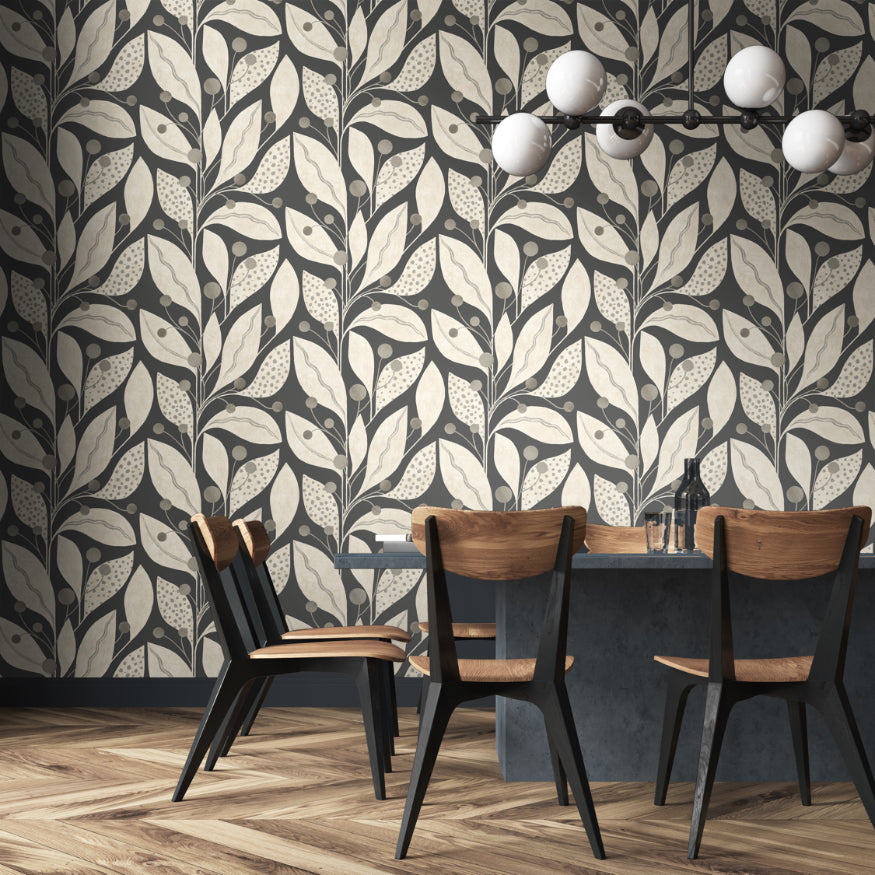 Berry Dot Carbon - Wallpaper Inn 