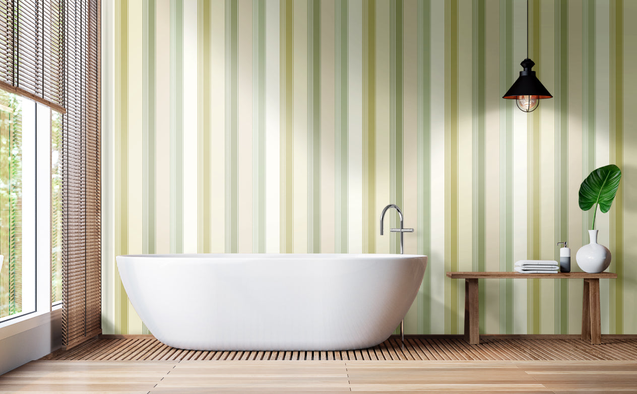Multi Stripe Pistachio Mix - Wallpaper Inn 