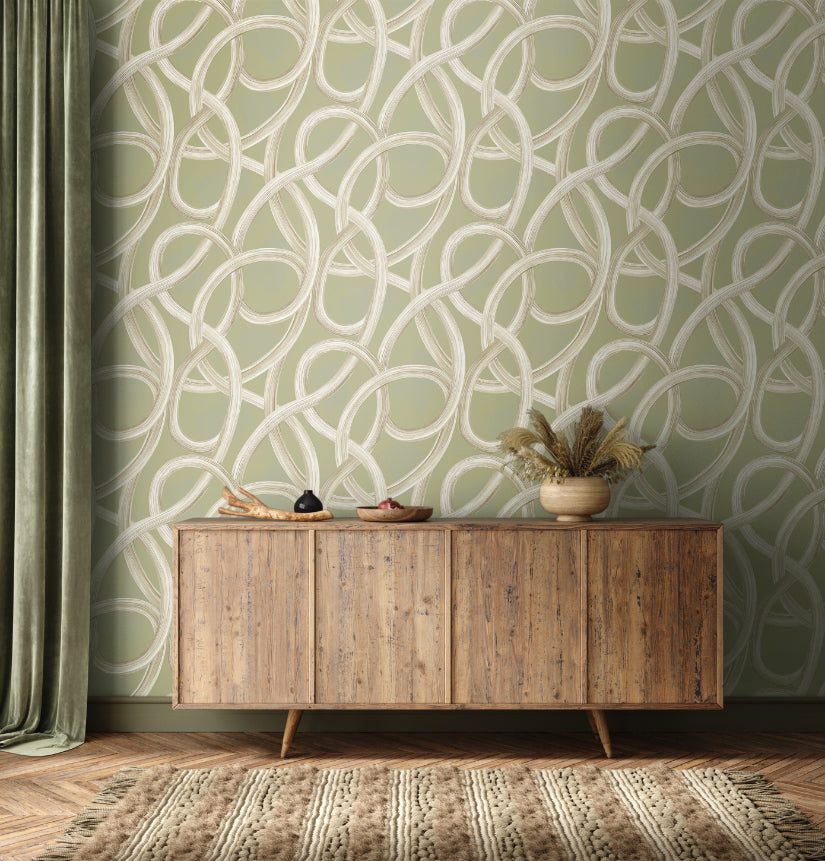 Twisted Geo Moss - Wallpaper Inn 