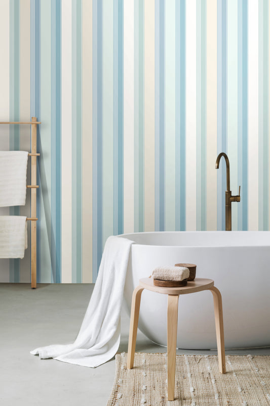 Multi Stripe Wild Water - Wallpaper Inn 