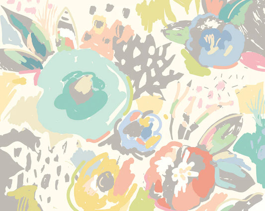 ABSTRACT FLORAL - Pastel Blue - Wallpaper Inn 