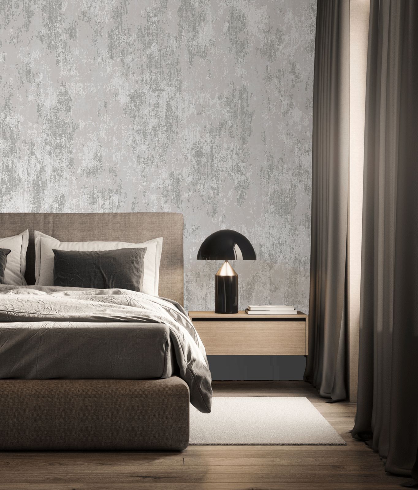 Distressed Plaster Grey Wallpaper