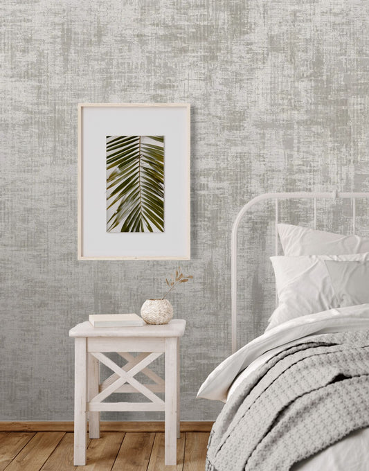 Distressed Plaster Beige / Silver Grey Wallpaper
