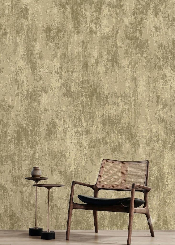 Distressed Plaster Wallpaper Gold/Bronze