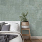 Distressed Plaster Green / Silver Grey Wallpaper - Wallpaper Inn 