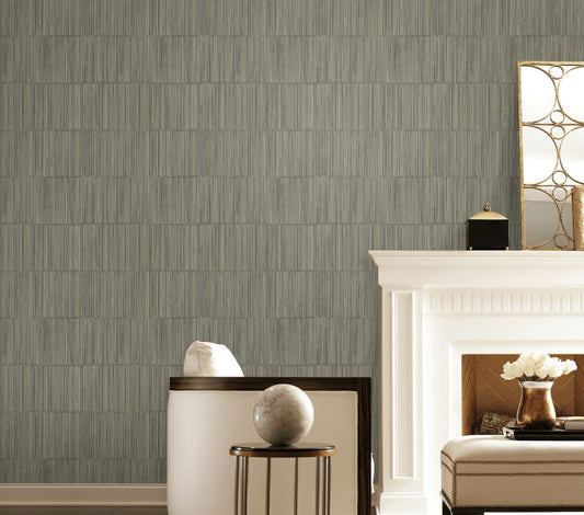Bamboo Stripe Wallpaper Organic Brown