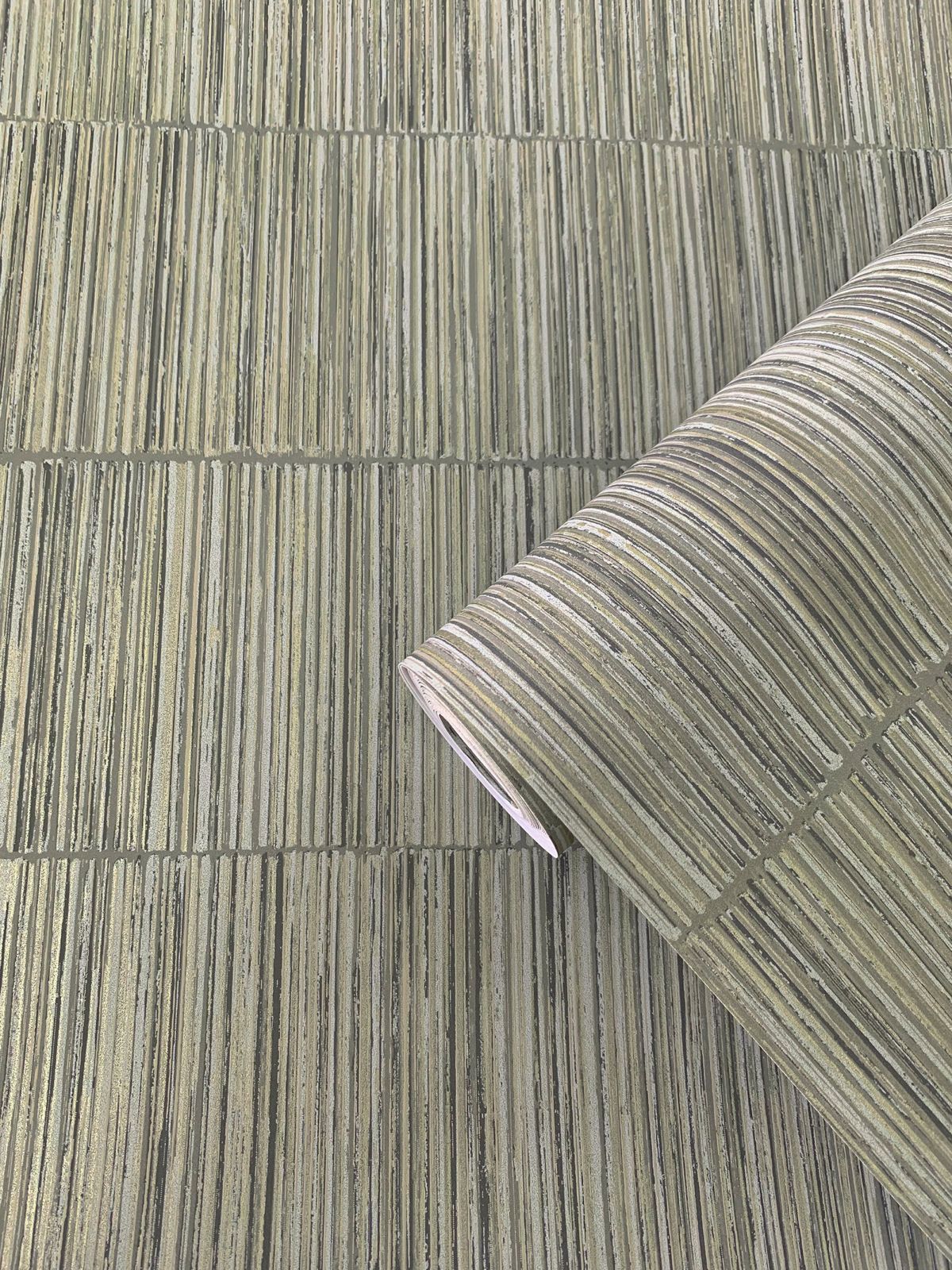 Bamboo Stripe Wallpaper Organic Brown