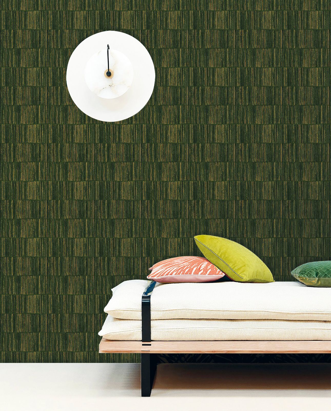 Bamboo Stripe Wallpaper Forest Green