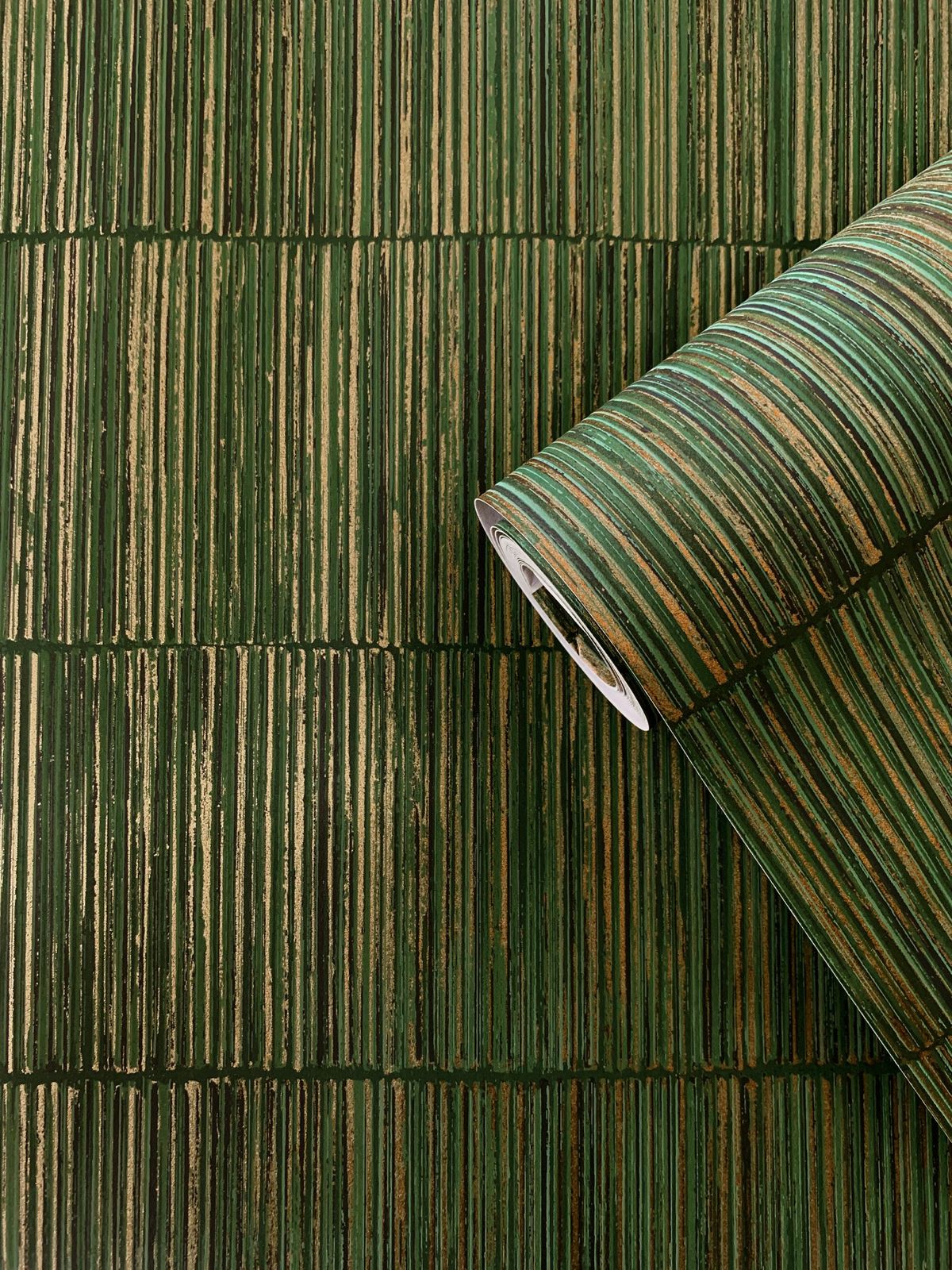 Bamboo Stripe Wallpaper Forest Green